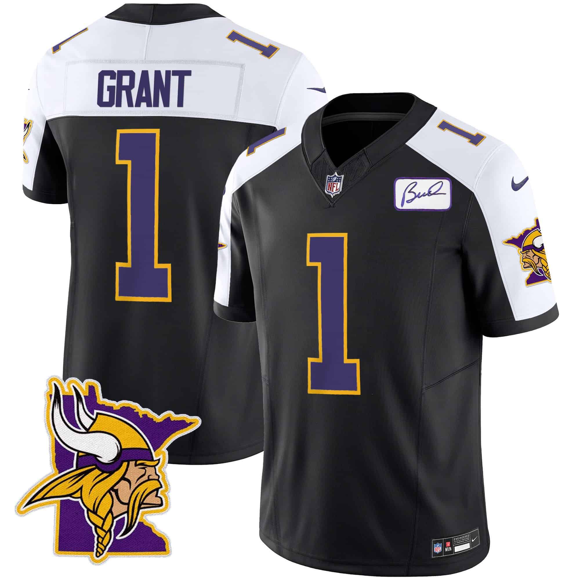 Men Minnesota Vikings #1 Grant Black 2024 Nike Patch Classic Limited NFL Jersey->indianapolis colts->NFL Jersey